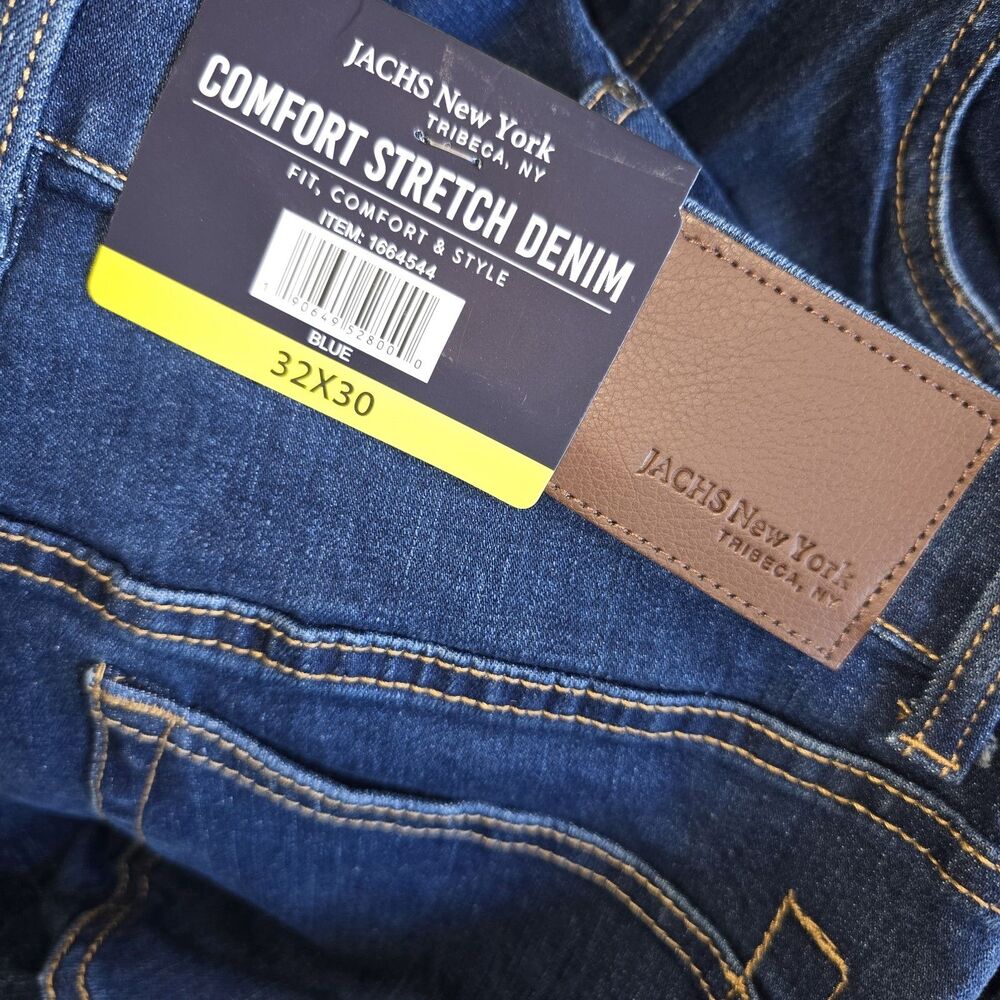 NWT Mens JACHS NEW YORK Blue Comfort Stretch Denim Jeans Size 32 X 30